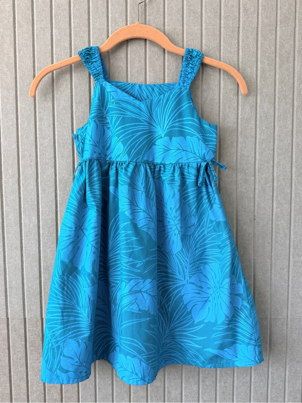 Turquoise Tropical Print Sundress for Girls